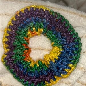 Hand Crafted Rainbow Crochet Hair Scrunchie